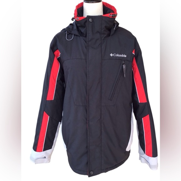 Columbia Men's Black and Red Fleece Lined Hooded Jacket - Picture 1 of 9